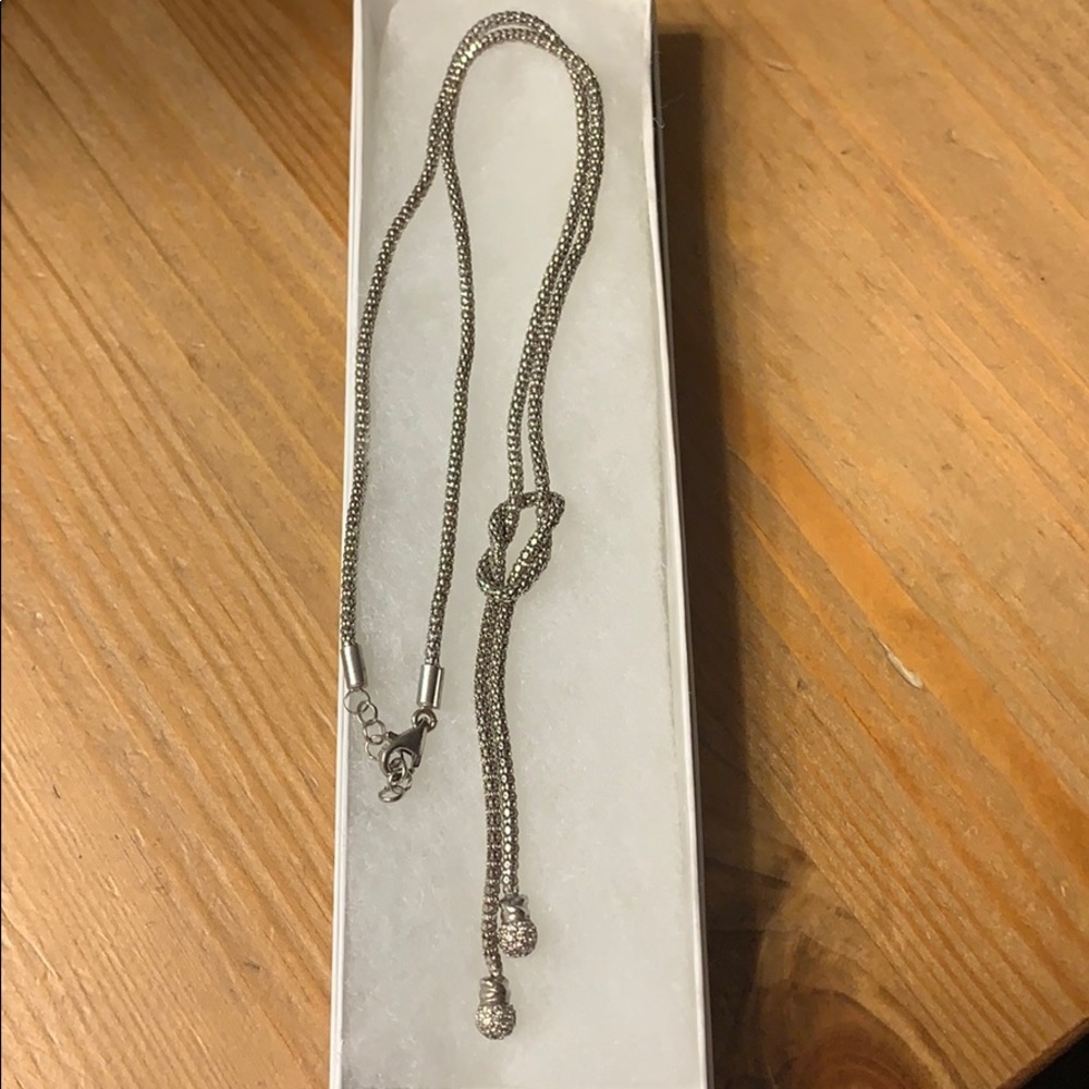 925 Silver Infinity Neckless with Diamonds on end